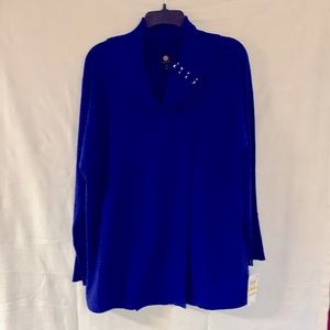 JM COLLECTION ROYAL BLUE SHAWL COLLAR SWEATER